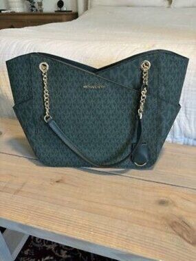 Michael Kors Large Jet Set Travel Shoulder Bag - RCNG GRN MLT $428 NEW
